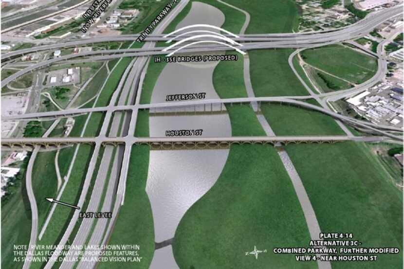 A rendering of one of the proposed plans for the Trinity Parkway. 