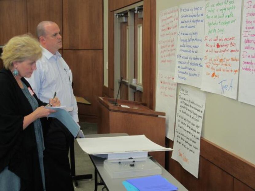 
Members of Lewisville ISD’s strategic design team weighed community input at a meeting in...