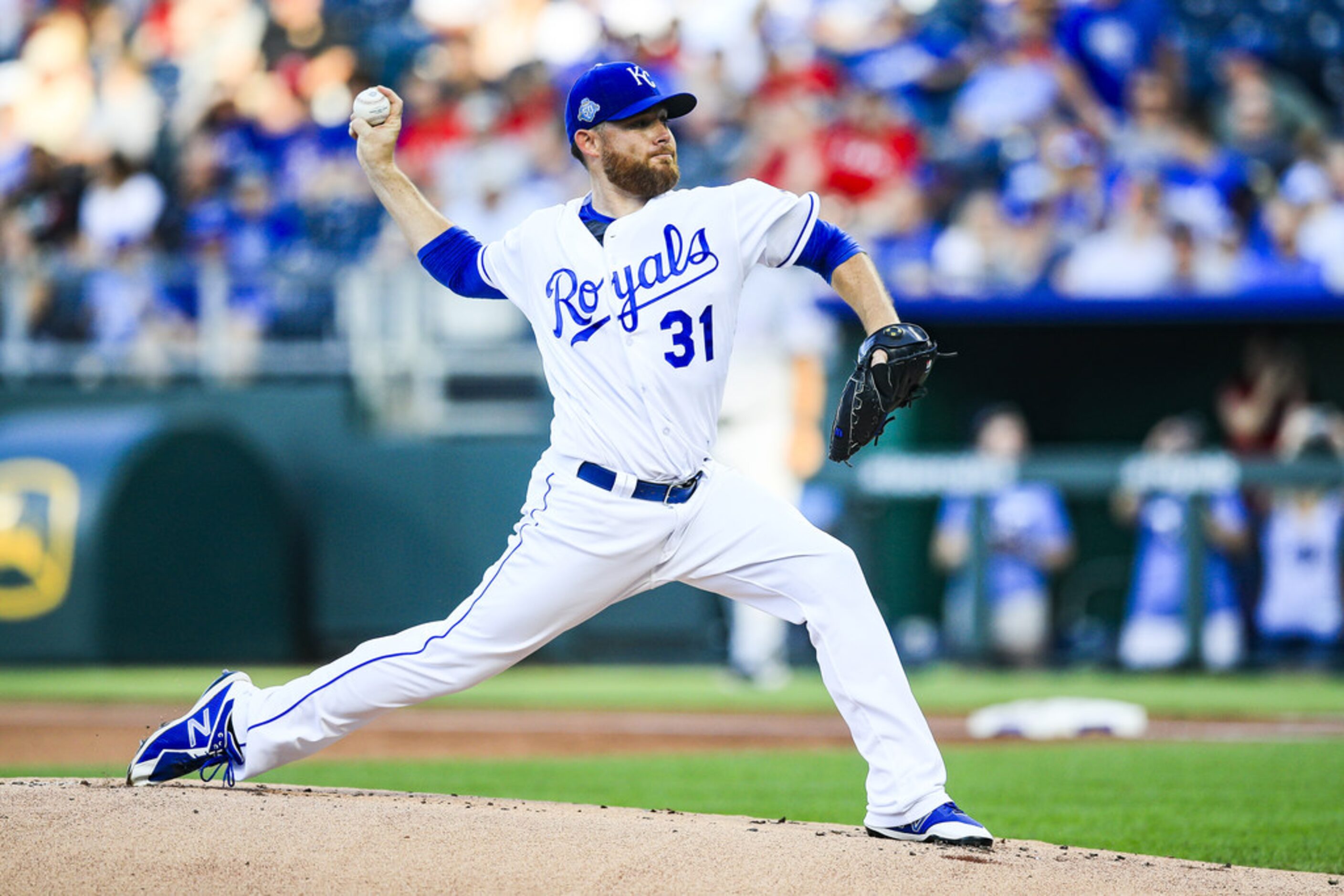 KANSAS CITY, MO - JUNE 18: Ian Kennedy #31 of the Kansas City Royals pitches during the...