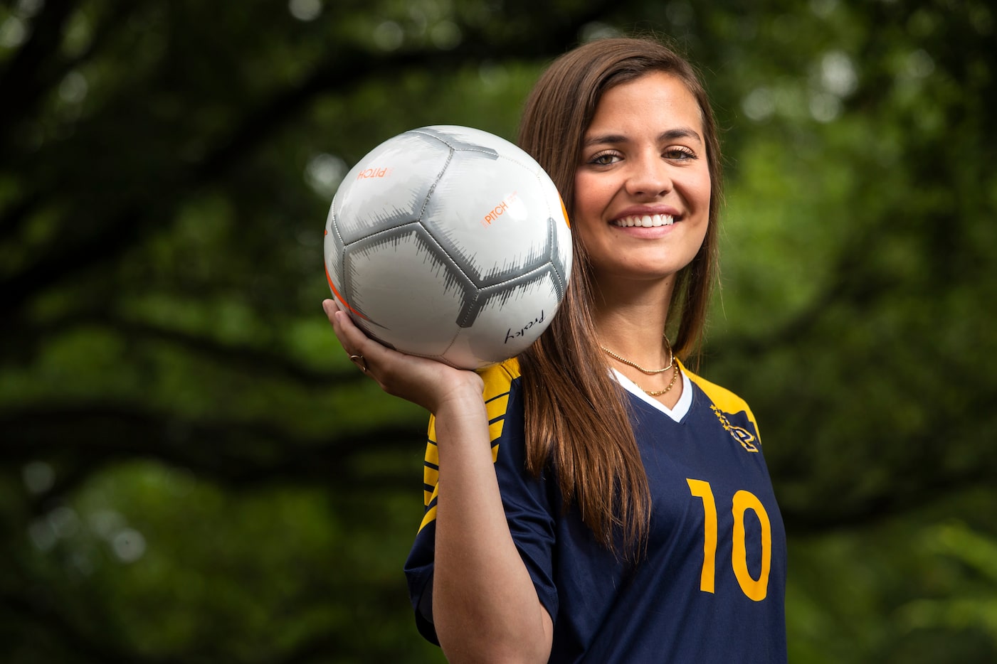 Highland Park senior soccer player Presley Echols poses for a portrait at her home in...