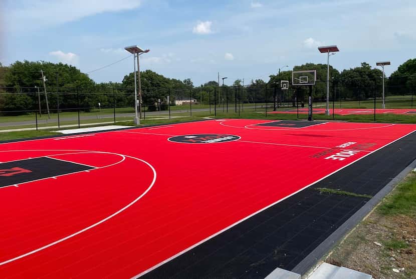 A renovated full-size basketball court for Terrell was donated by Jamie Foxx's charity...