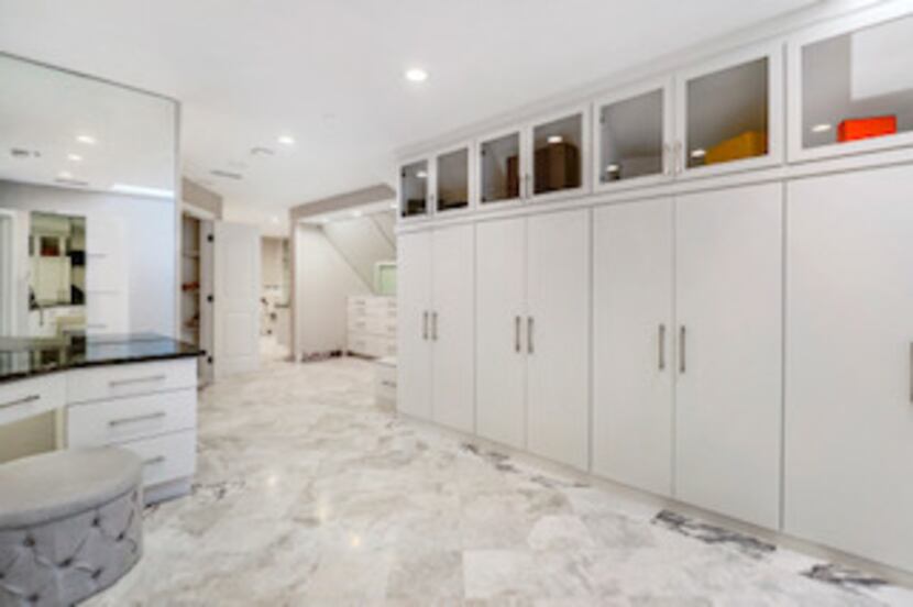 The closet features heated marble floors imported from Turkey.