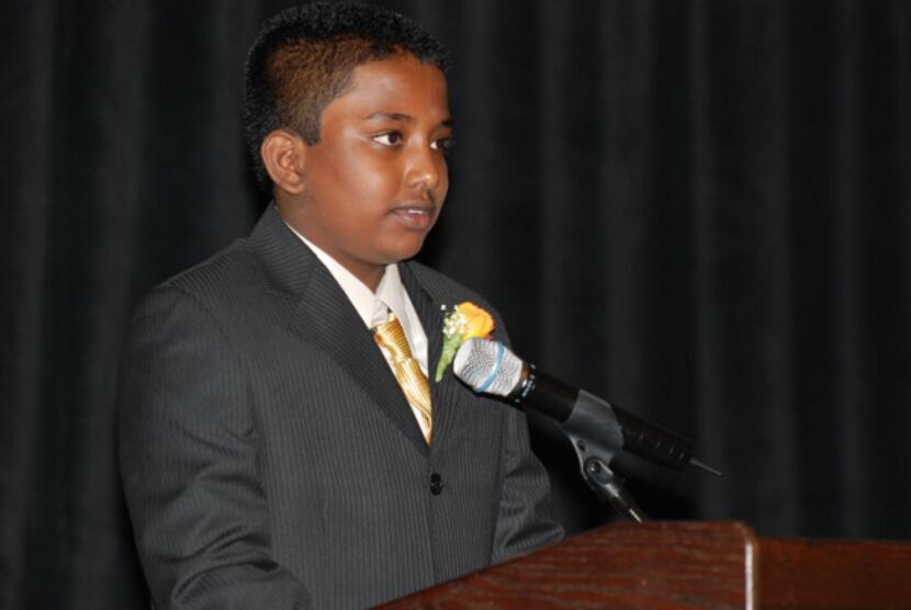 Mahishan Gnanaseharan, 14, won the Mayborn National Biography writing contest and will...