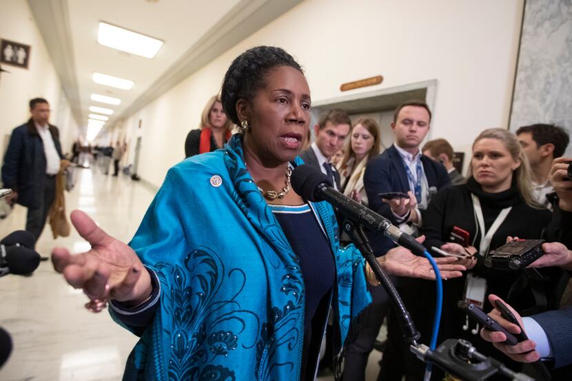 Rep. Sheila Jackson Lee, D-Texas, speaks to reporters on Capitol Hill in Washington on Dec....