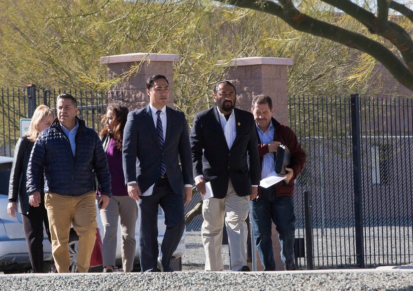 Texas Congressman Joaquin Castro, center left, chairman-elect of the Congressional Hispanic...