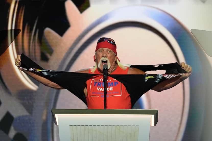Professional wrestler Hulk Hogan speaks during the final day of the Republican National...