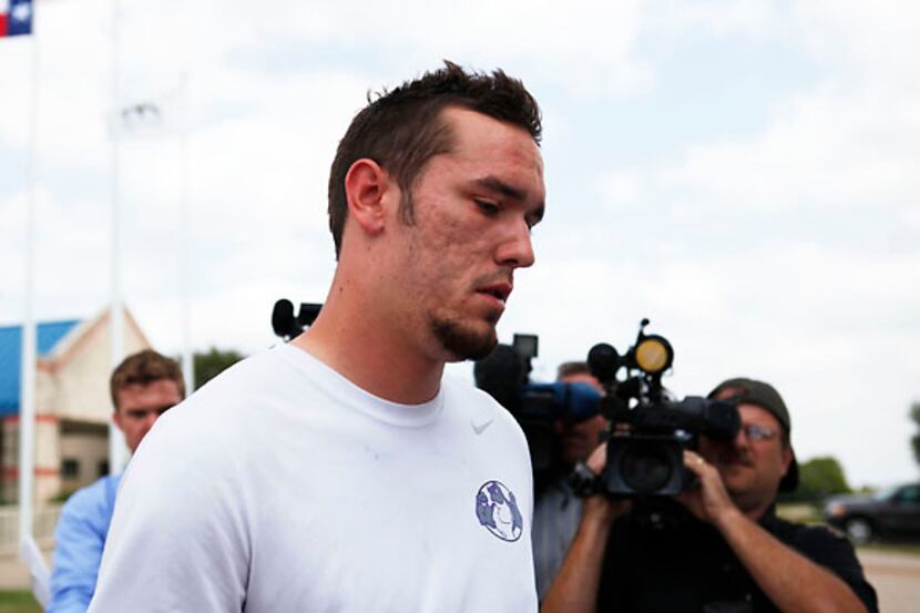 TCU starting quarterback Casey Pachall leaves the Mansfield City Jail Thursday after posting...