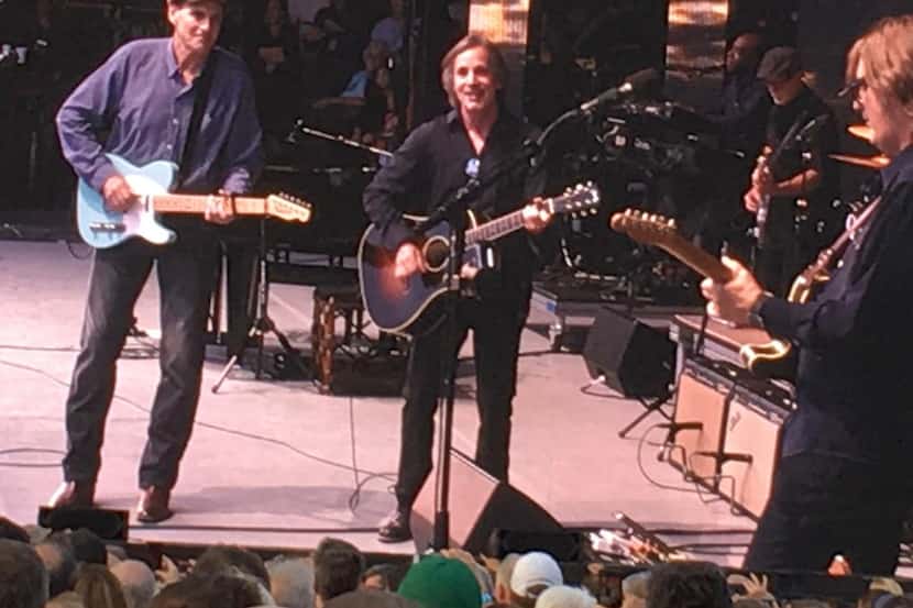 James Taylor and Jackson Browne sing a duet of "Take It Easy" during a sold-out show at...