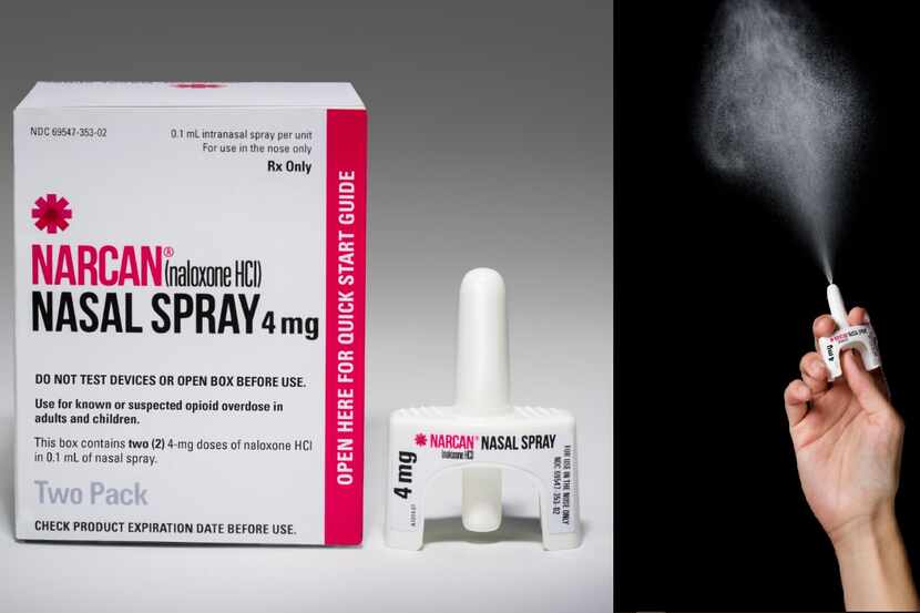 FDA-approved Narcan (naloxone) nasal spray, a medication that rapidly reverses the effects...