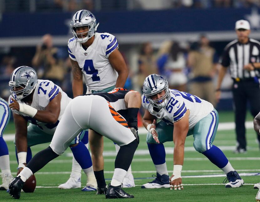 FILE - In this Aug. 18, 2018, file photo, Dallas Cowboys offensive guard Connor Williams...