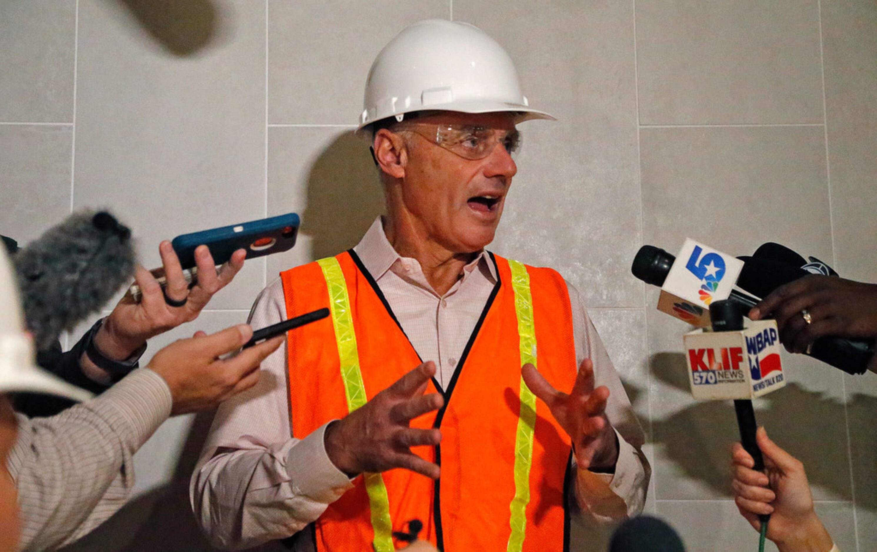 MLB commissioner Rob Manfred visited Globe Life Field in Arlington to view the construction...