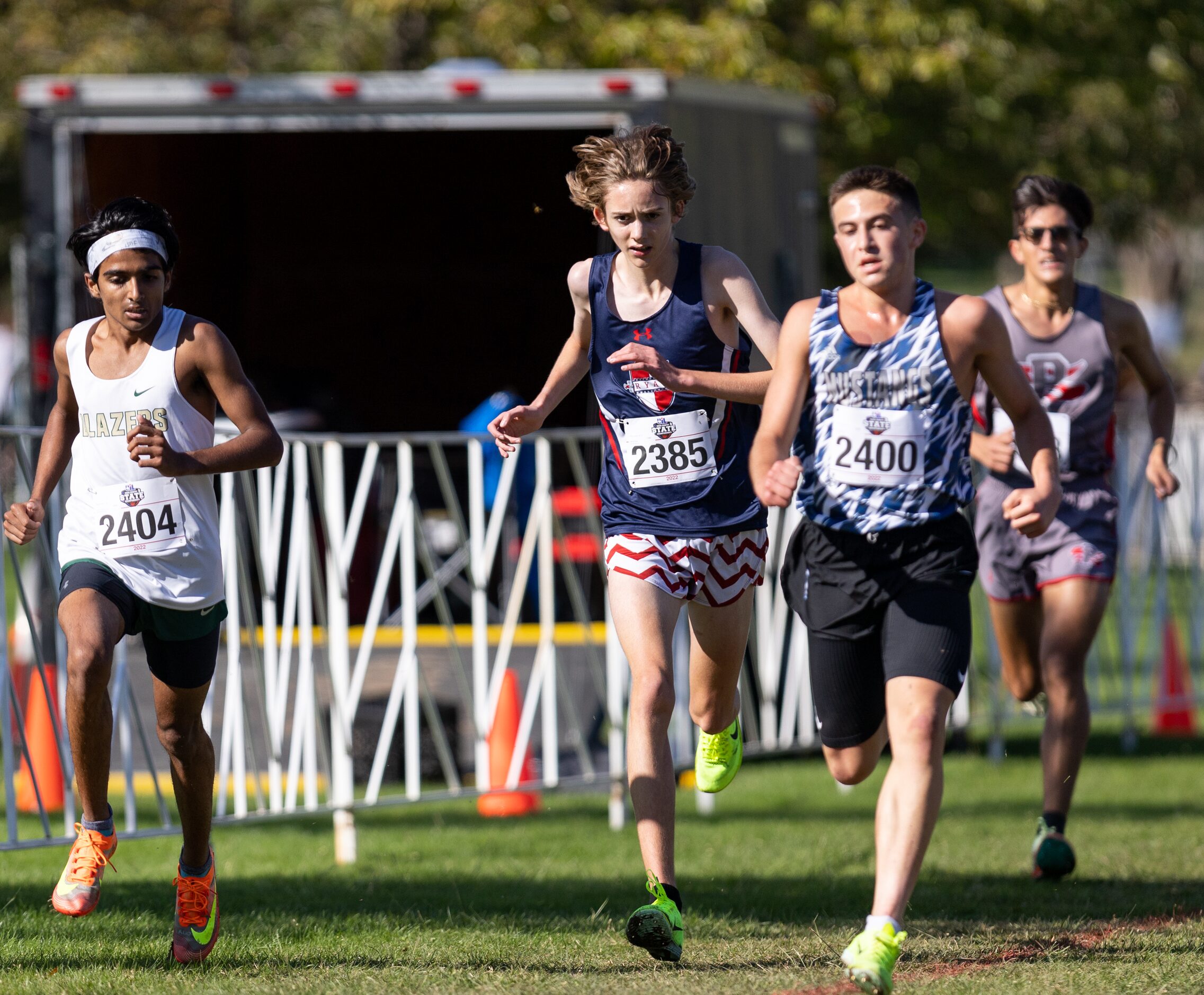 Brady Jackson of the Denton Ryan Raiders competes in the 5a boys’ 5k race during the UIL...