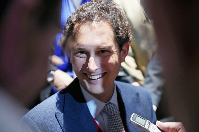 DETROIT, MI - JANUARY 13:  John Elkann, chairman of Fiat, fields questions following...