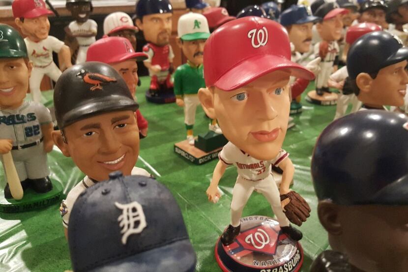 A section of MLB bobbleheads from the collection of Johnnie Lehew. The Fort Worth resident...