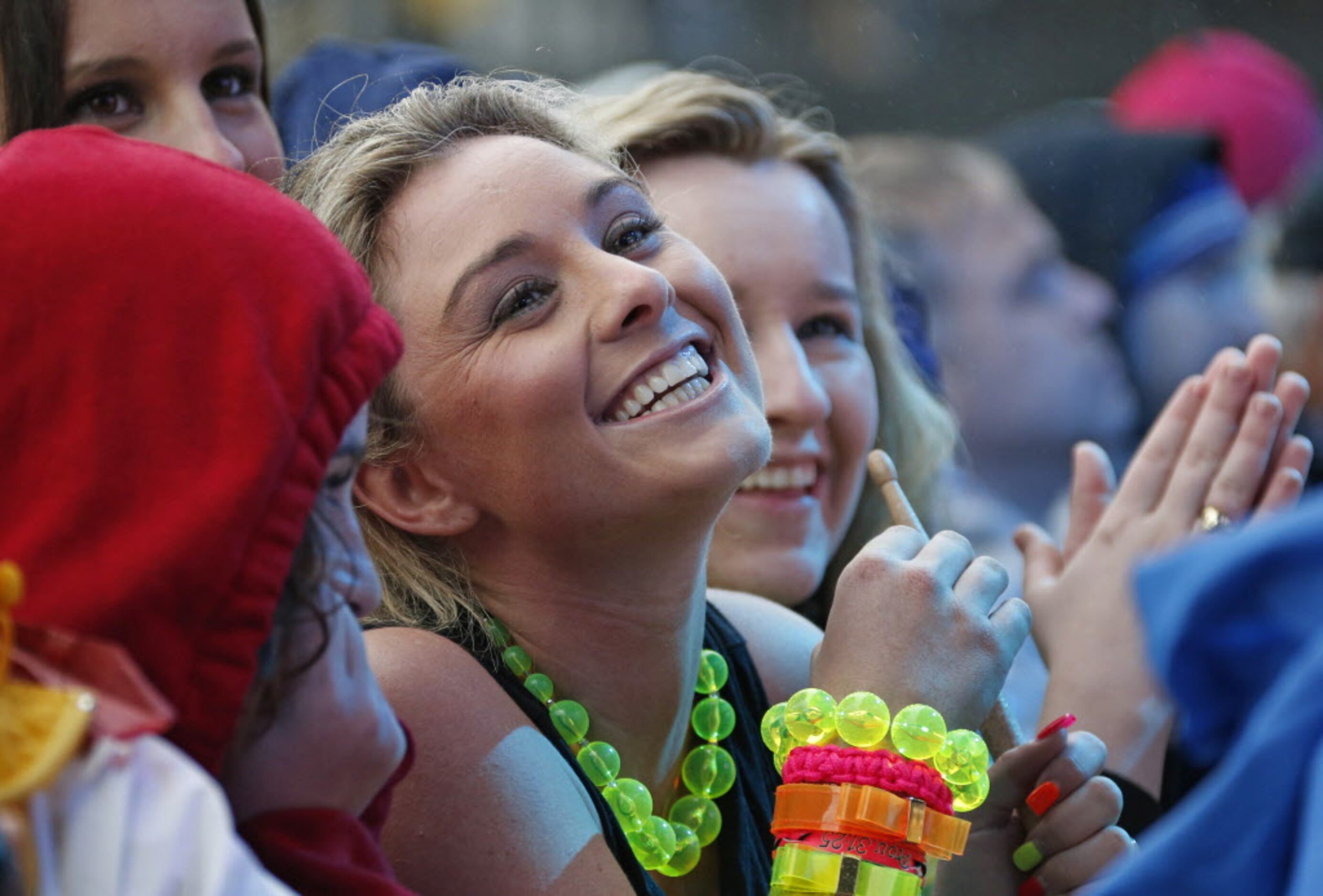 Fans eagerly await the band Fun. before their performance during the March Madness Music...