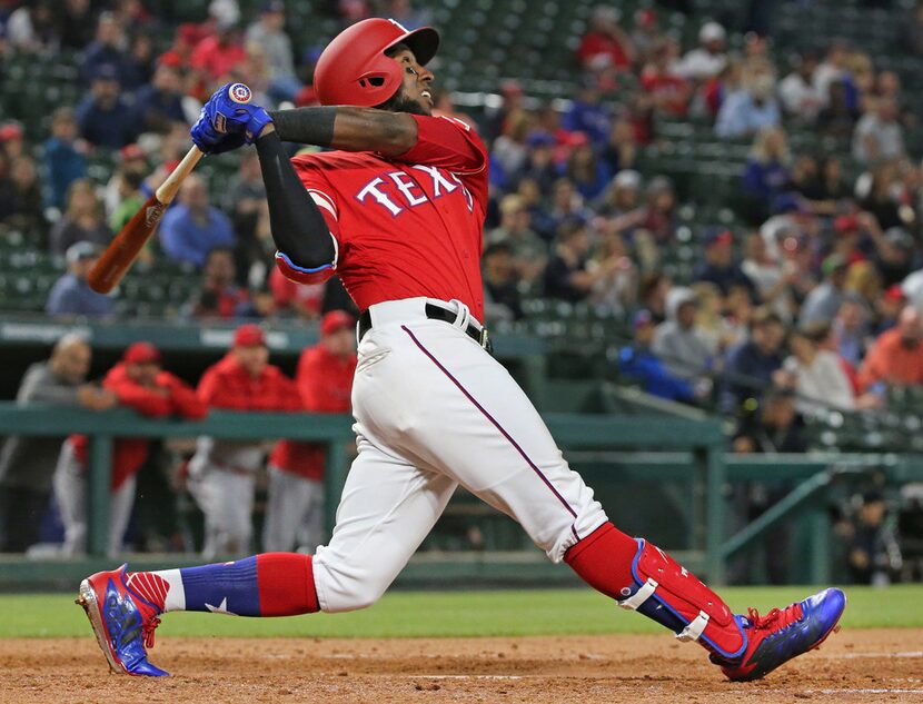 Texas Rangers Jurickson Profar (19) is pictured during the Los Angeles Angels vs. the Texas...