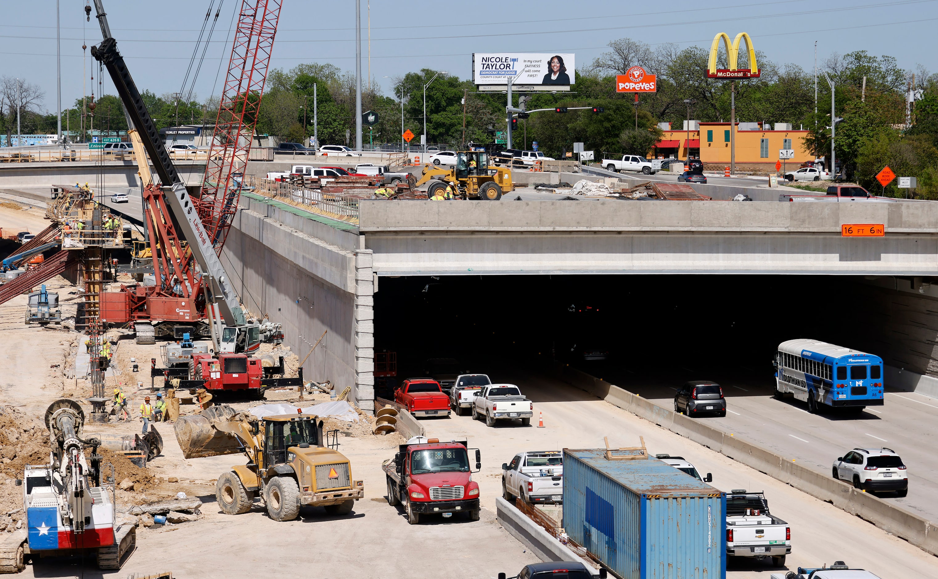 Northbound traffic crosses through the first part of the $172 million Southern Gateway Park...