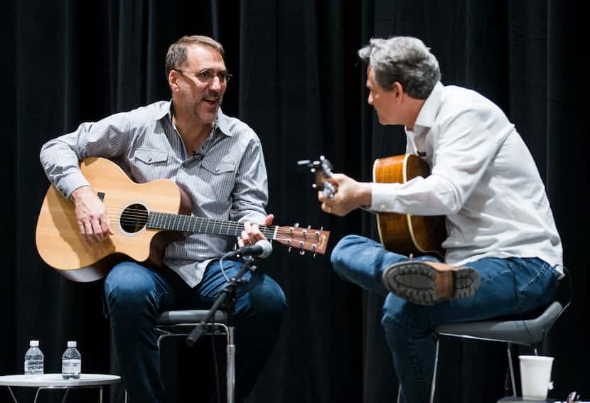 Songwriter Billy Crockett (right) and editor Mike Wilson entertained Dallas Morning News...