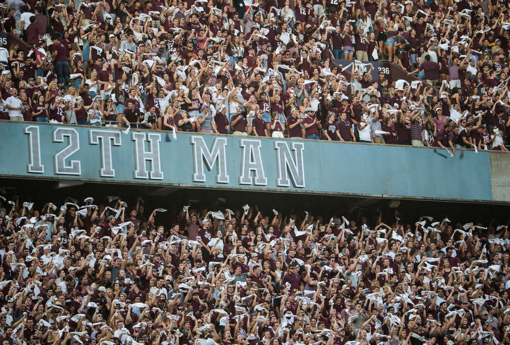 FILE - Fans fill Kyle Field during a matchup between the Texas A&M Aggies and the...
