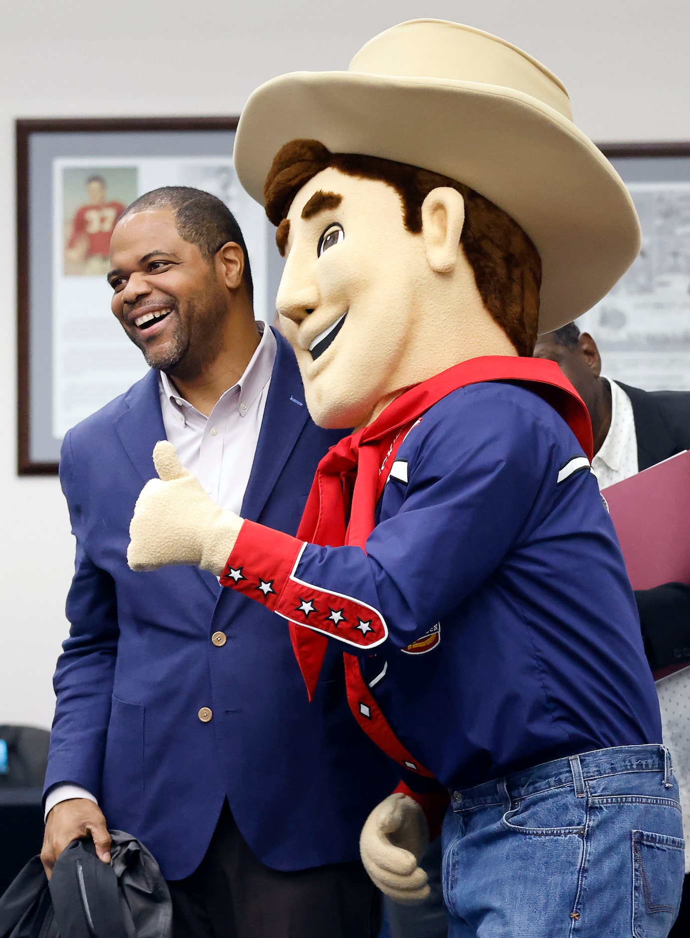 Dallas Mayor Eric L. Johnson and Little Big Tex were on hand to welcome Prairie View A&M and...