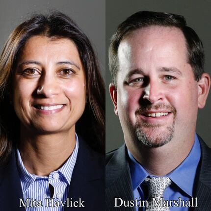 Candidates Mita Havlick and Dustin Marshall are competing in a runoff for the Dallas ISD...
