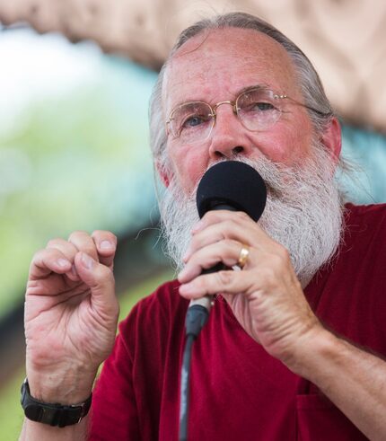 John Fullinwider speaks at a rally in Pike Park following the March to End Police Brutality...