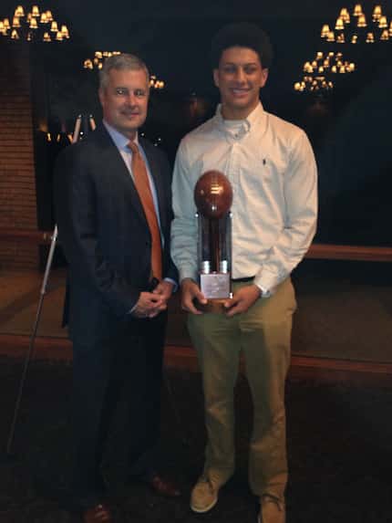 Then high schooler Patrick Mahomes twice accepted American State Bank's football player of...
