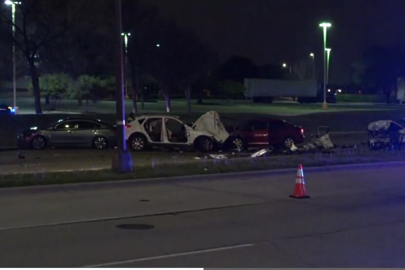 An image from the scene of a multi-vehicle accident in Arlington on Jan. 30, 2020, from...