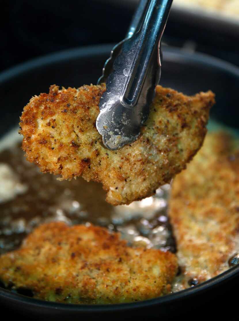 Cutlets are sauteed in butter and olive oil.