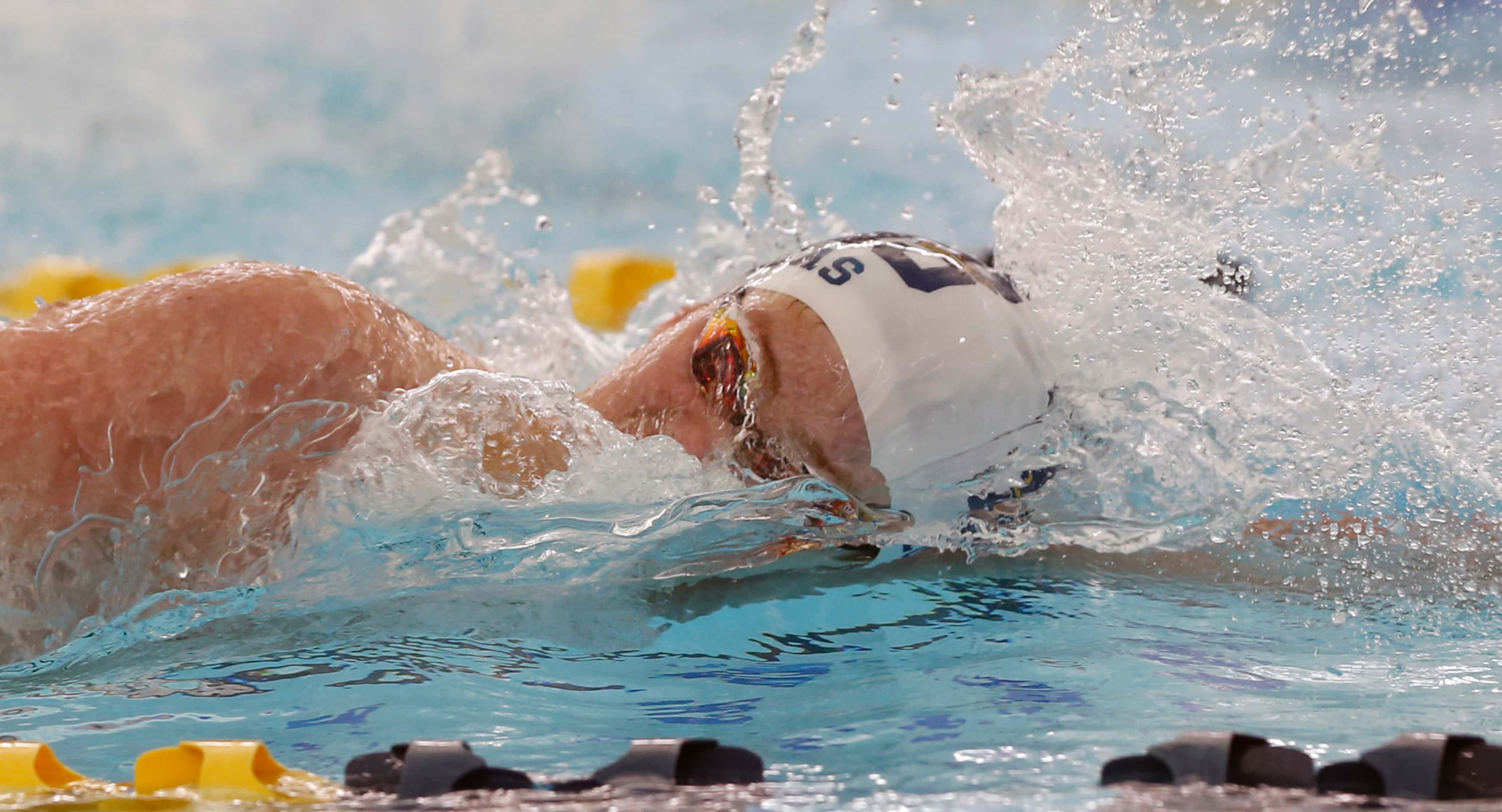 Keller's Lucas Cooper in the boys 200 yard Freestyle. UIL boys 6A swim finals on Friday,...