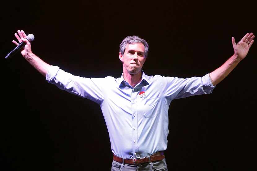 Defeated U.S. Senate candidate Beto O'Rourke thanks his supporters during the election party...