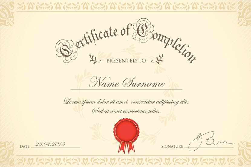 Decorative certificate of completion.