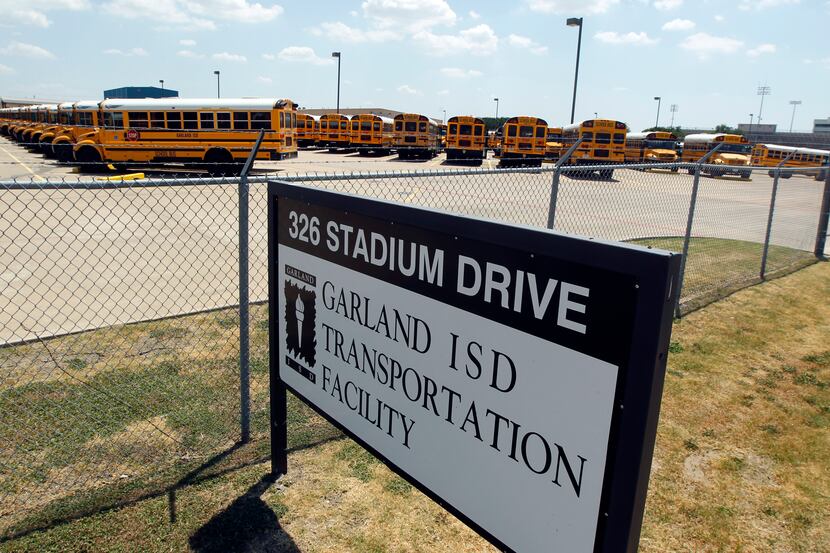 Busses at the Garland ISD Transportation Facility in Garland Texas, on July 12, 2013.