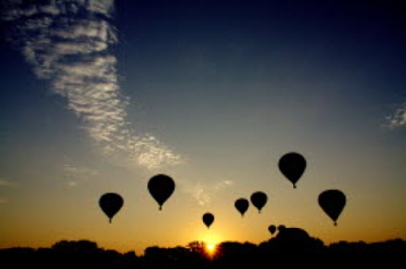 Balloons are released at the groundbreaking for the Mahatma Gandhi Memorial of North Texas...