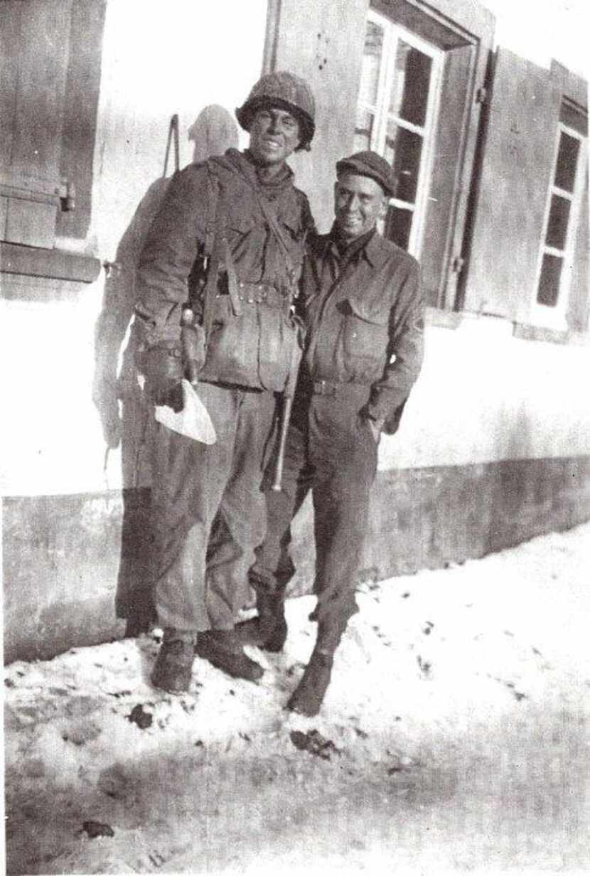 
Dorcy Watler, left, went into combat on the front lines in Gambschein, France on Christmas...