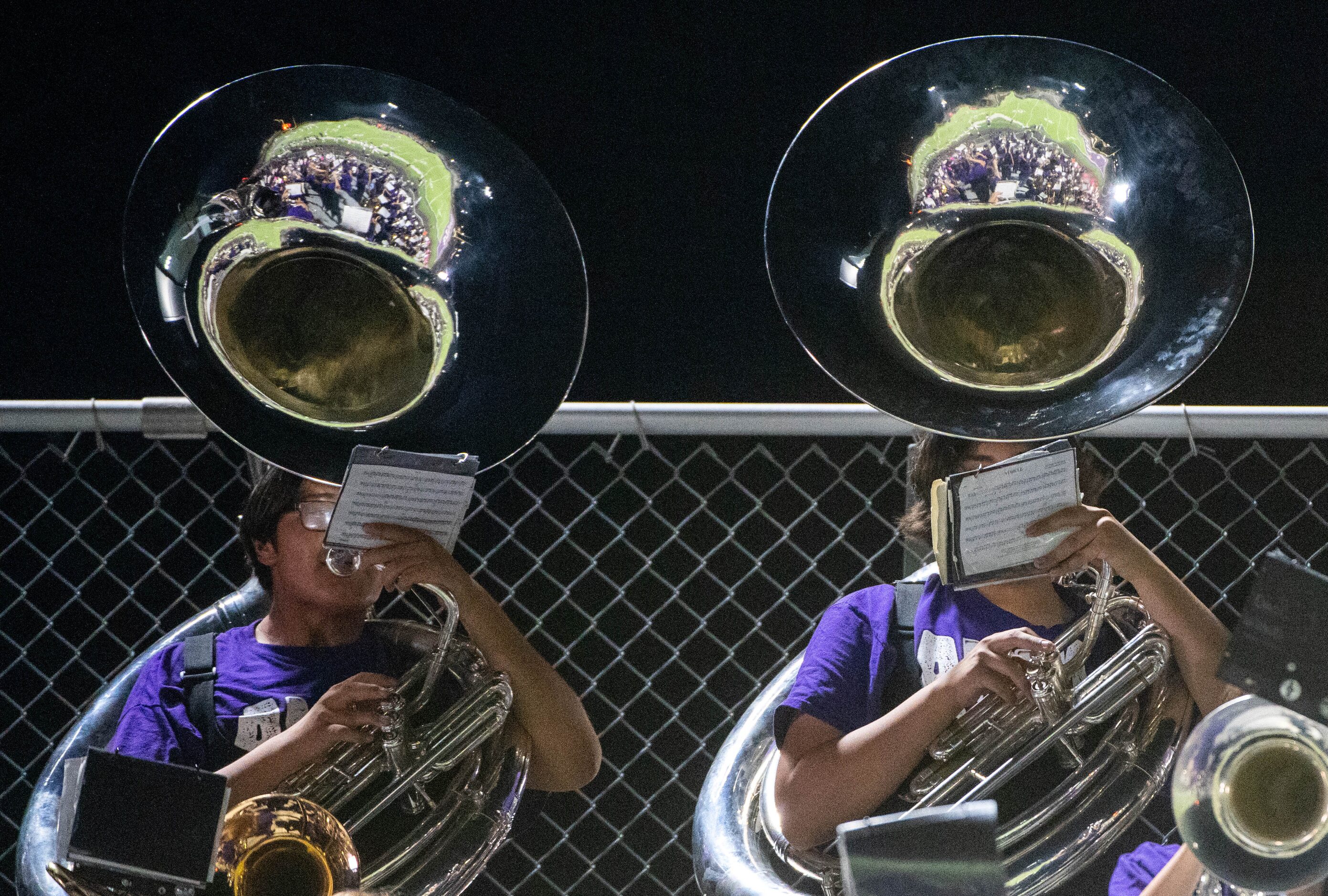 The Anna marching band performs in the stands in the first half during a high school...