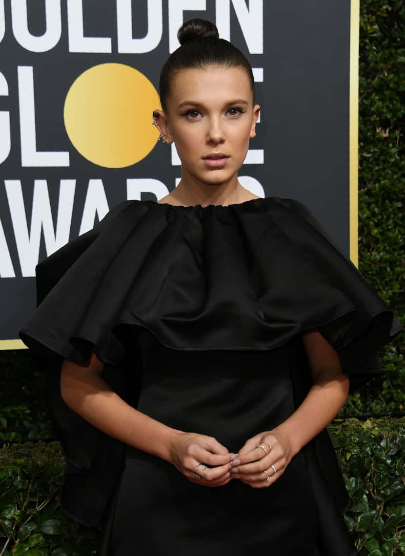 Millie Bobby Brown arrives for the 75th Golden Globe Awards on January 7, 2018, in Beverly...
