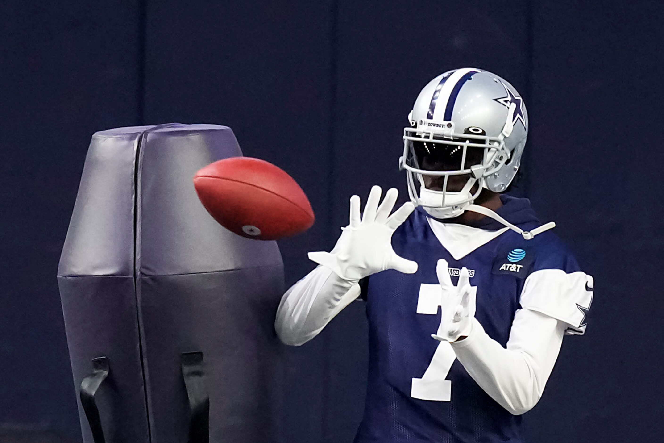 Dallas Cowboys cornerback Trevon Diggs participates in a drill during the OTA team's...