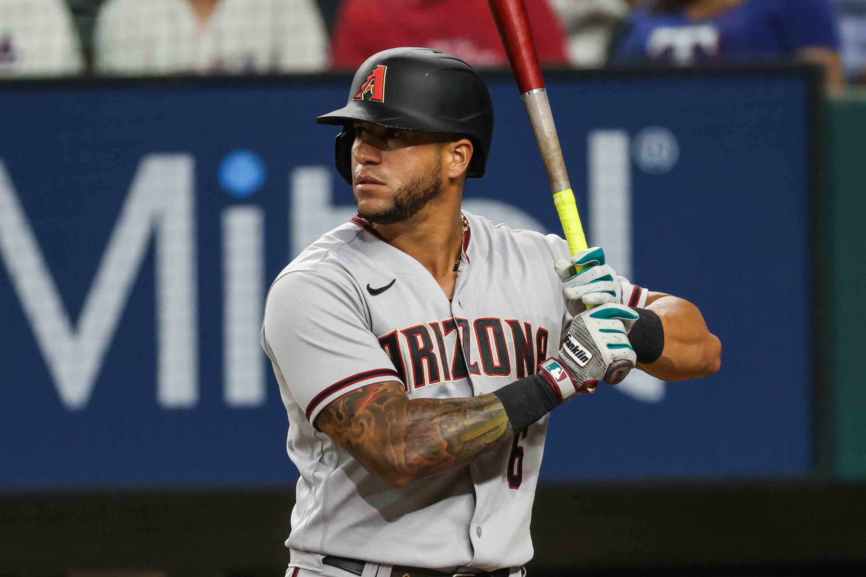 David Peralta (6) bats during Arizona Diamondbacks at Texas Rangers game at the Globe Life...