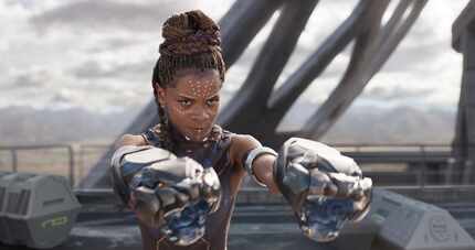Letitia Wright, as Shuri,  in a scene from "Black Panther." 