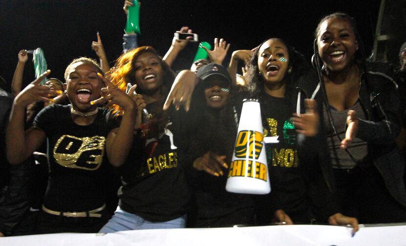DeSoto fans celebrate a score during first half action against Cedar Hill. The two teams...