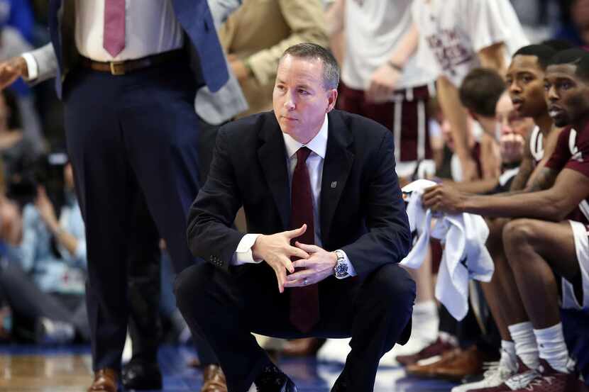 Texas A&M head coach Billy Kennedy watches his team during the second half of an NCAA...