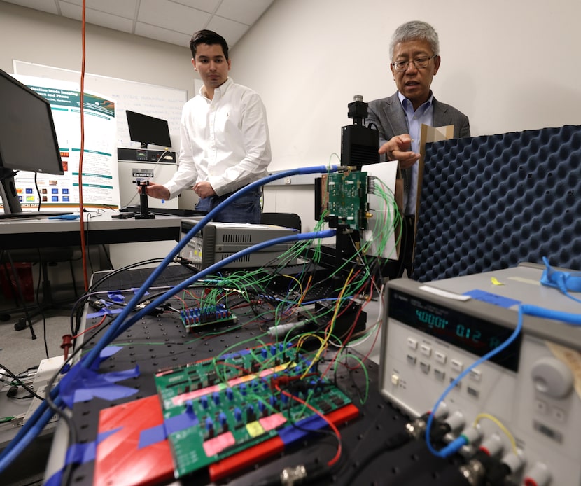 PhD student Walter Sosa (left) and University of Texas at Dallas professor Dr. Kenneth O...