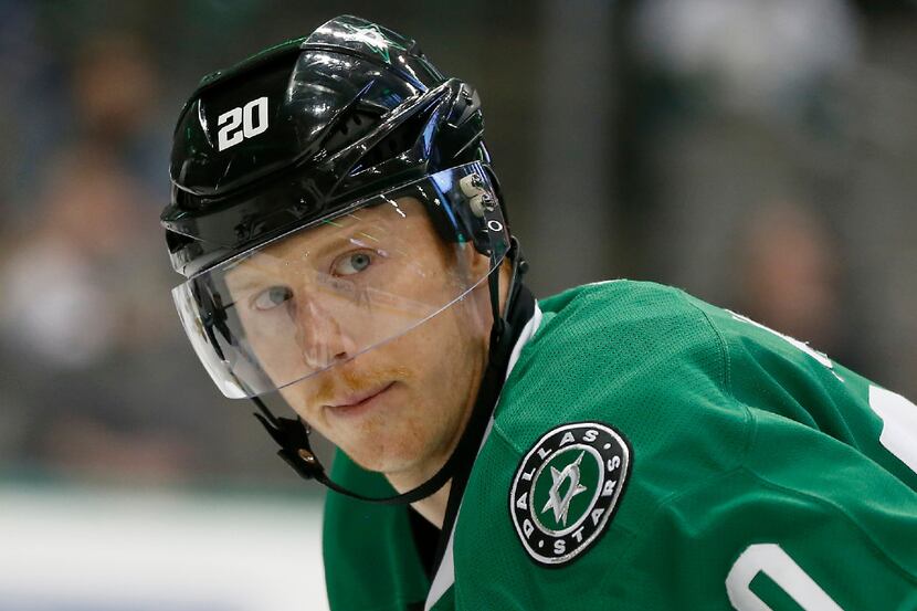 Dallas Stars center Cody Eakin (20) looks at his teammate during the first period against...