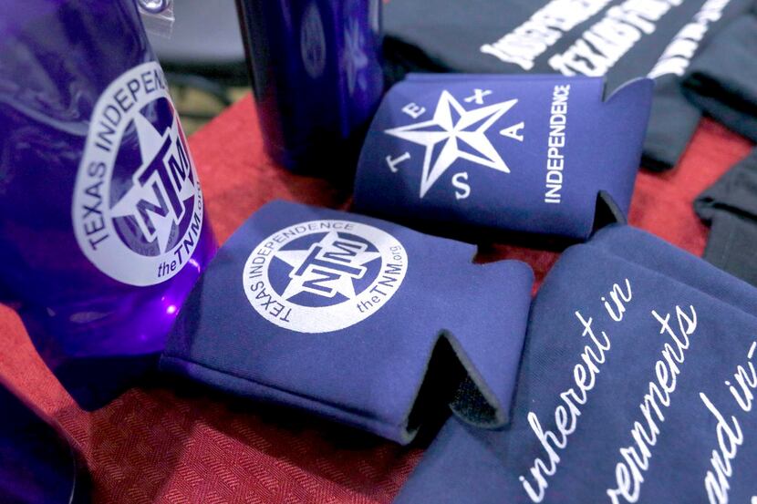 
Items for sale by the Texas Nationalist Movement were displayed on a table before a recent...