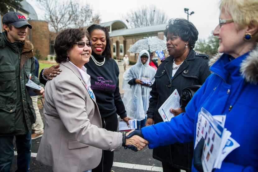 Gubernatorial candidate and former Dallas County Sheriff Lupe Valdez greets supporters...