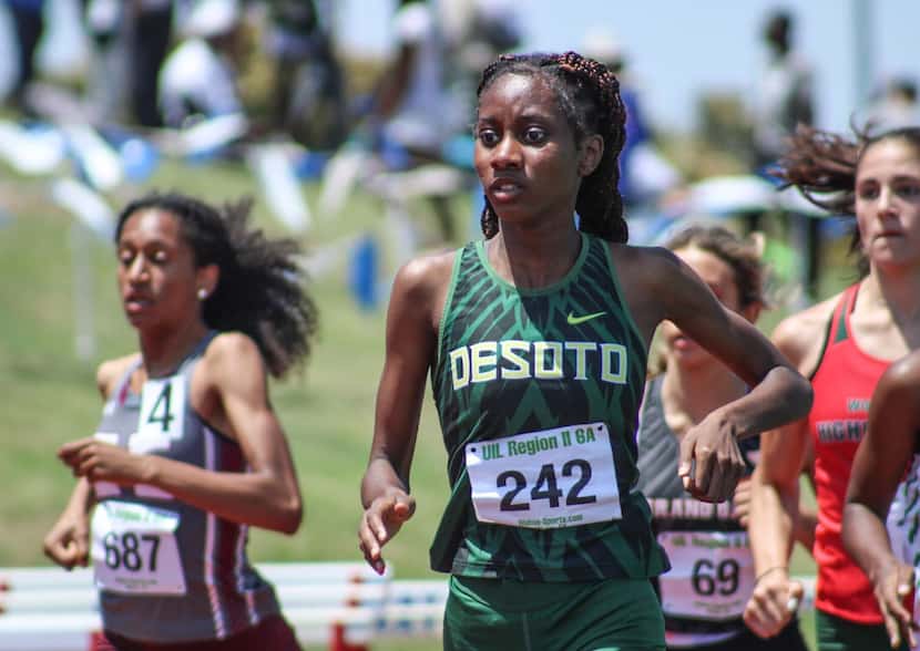 DeSoto freshman Taryn Bailey won the girls 800 meter run at the 6A Region II championship on...
