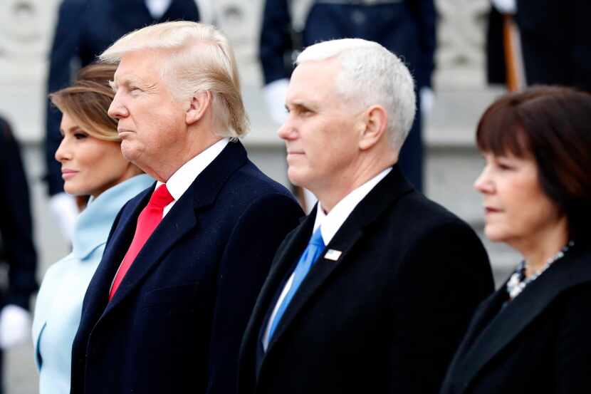First Lady Melania Trump, United States President Donald Trump, Vice President Mike Pence...