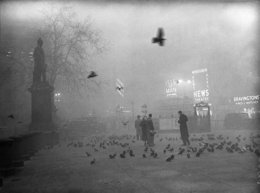 A smog-covered Trafalgar Square in London, Dec. 5, 1952.  