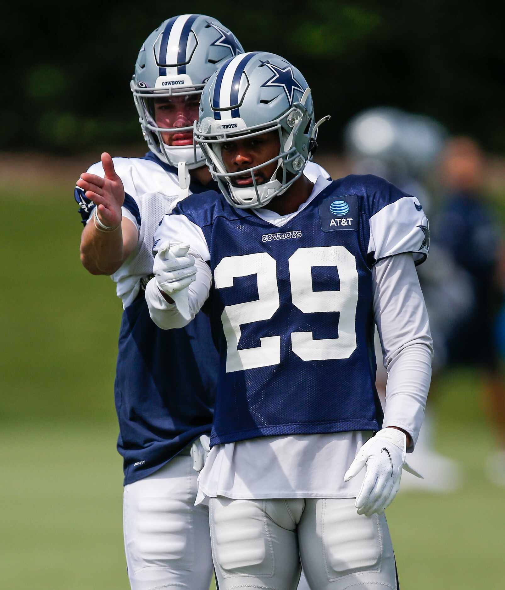 Dallas Cowboys defensive back C.J. Goodwin (29) plans his route for a drill during practice...